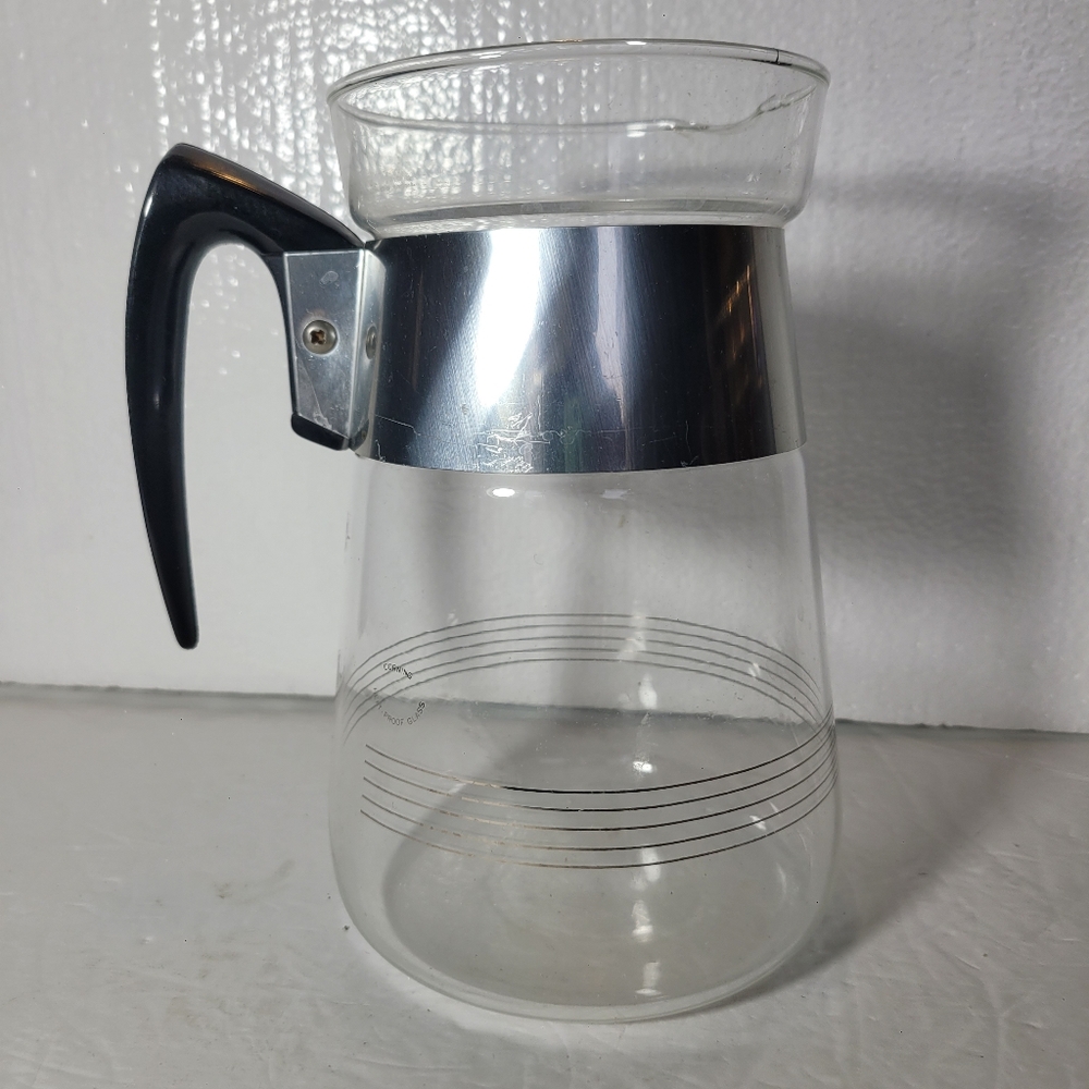 Corningware Silver Band 6 Cup Vintage Coffee and Tea Pot